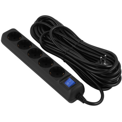 Удлинитель сетевой 2E 5хТип F, 3х1.5мм кв, 16A, 10м, черный 2E-U05ES15M10BK Удлинитель сетевой 2E 5хТип F, 3х1.5мм кв, 16A, 10м, черный 2E-U05ES15M10BK