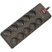 Подовжувач мережевий 2E 3м, 10xТипF, 16A, 3xUSB-A, 1xUSB-C, фільтр, чорний Подовжувач мережевий 2E 3м, 10xТипF, 16A, 3xUSB-A, 1xUSB-C, фільтр, чорний