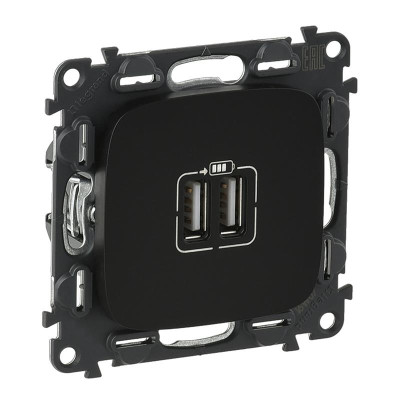 Розетка подвійна USB для зарядки Legrand Valena ALLURE, антрацит