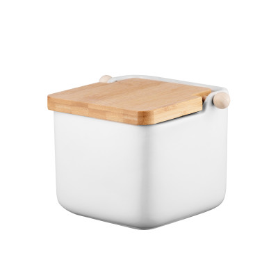 Цукорниця ARDESTO Midori 12х12х11см, 840мл, кераміка, бамбук, біла