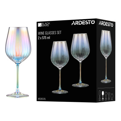 Набір келихів для вина ARDESTO Black Mars Zenith 575мл, 2шт, скло, прозорий Набір келихів для вина ARDESTO Black Mars Zenith 575мл, 2шт, скло, прозорий