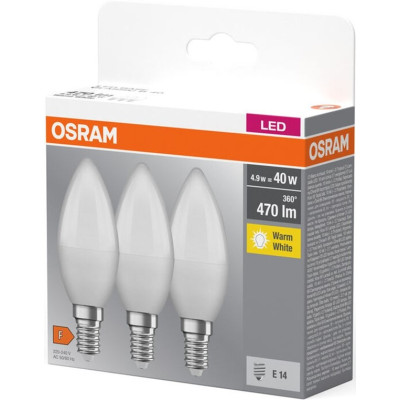 Набір ламп 3шт OSRAM LED E14 4.9Вт 2700К 470Лм B40 Набір ламп 3шт OSRAM LED E14 4.9Вт 2700К 470Лм B40