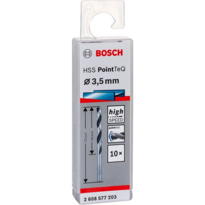 Bosch Свердло по металу HSS-PointTeQ, 3.5х39х70мм, 10шт