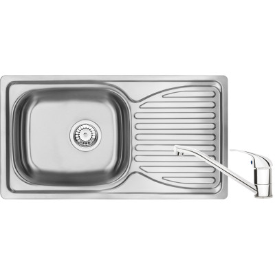 Набір для кухні Deante Doppio, сталева мийка ZEN_0113 + змішувач BYU_060M, сатін