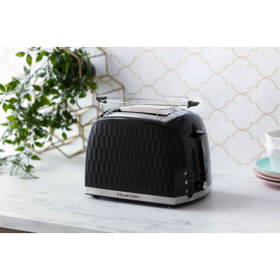 Тостер Russell Hobbs Honeycomb 850Вт, широкі слоти, пластик, чорний