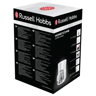 Кавоварка Russell Hobbs крапельна Honeycomb 1.25л, мелена, білий