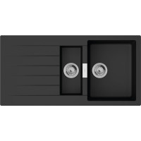 Мийка кухонна Hansgrohe S52, граніт, прямокутник, з крилом, 980х480х190мм, чаша - 1.5, накладна, S520-F530, чорний графіт Мийка кухонна Hansgrohe S52, граніт, прямокутник, з крилом, 980х480х190мм, чаша - 1.5, накладна, S520-F530, чорний графіт