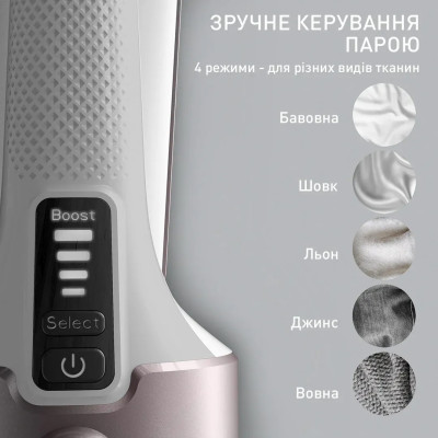 Відпарювач Tefal компактний Pure Force 2в1, 1800Вт, 180мл, постійна пара - 35гр, керам. підошва, білий