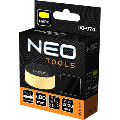 Диск полировальный Neo Tools, губка мягкая, на липучке, 80x25мм Диск полировальный Neo Tools, губка мягкая, на липучке, 80x25мм