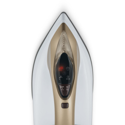 Праска-парогенератор Sencor, 2400Вт, 1500мл, паровий удар -395гр, постійна пара - 130гр, Anti-calc, керам. підошва, біло-золотий Праска-парогенератор Sencor, 2400Вт, 1500мл, паровий удар -395гр, постійна пара - 130гр, Anti-calc, керам. підошва, біло-золотий