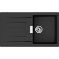 Мийка кухонна Hansgrohe S52, граніт, прямокутник, з крилом, 840х480х190мм, чаша - 1, врізна, S520-F345, чорний графіт