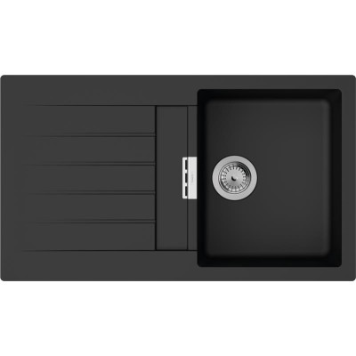 Мийка кухонна Hansgrohe S52, граніт, прямокутник, з крилом, 840х480х190мм, чаша - 1, врізна, S520-F345, чорний графіт