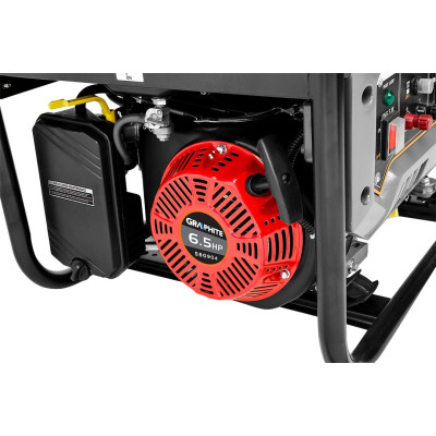 Graphite Генератор бензиновий 58G904, 2.0/2.2кВт, 1х12В та 2х230В (16А), бак 15л, 360г/кВтГ, 40 кг