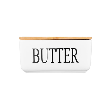 Маслянка ARDESTO Midori 16.5х10х8см, кераміка, бамбук, біла