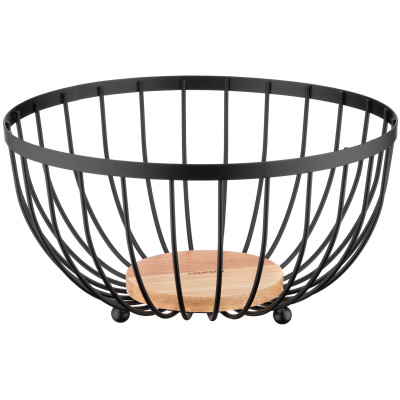 Кошик ARDESTO Midori 25х25х13см, метал, дерево, чорний