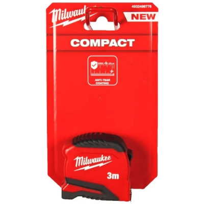 Рулетка Milwaukee Pro Compact, 3мх19мм з фіксатором змотування, АБС-пластик