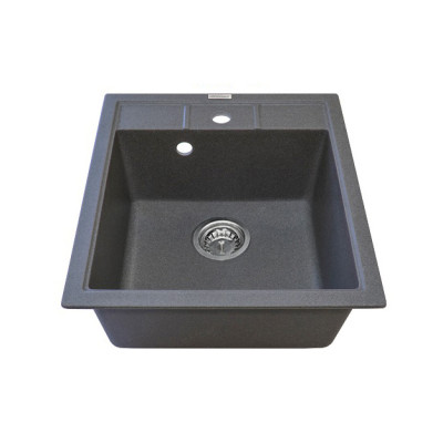Мийка кухонна Adamant Brick, штучний камінь, квадрат, без крила, 460x515x200мм, чаша - 1, врізна, сірий