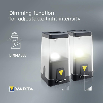 VARTA Ліхтар кемпінговий Ambiance L30RH з гібридною системою живлення акумулятор/батарейки, IP54, до 500 люмен, до 370 годин роботи, 3хАА VARTA Ліхтар кемпінговий Ambiance L30RH з гібридною системою живлення акумулятор/батарейки, IP54, до 500 люмен, до 370 годин роботи, 3хАА