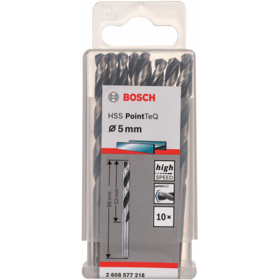 Bosch Свердло по металу HSS-PointTeQ, 5х52х86мм, 10шт