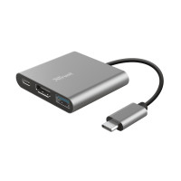 Хаб Trust Dalyx 3-in-1 USB-С > USB-А 3.2/USB-С/HDMI, Алюміній, 0.1м, чорний