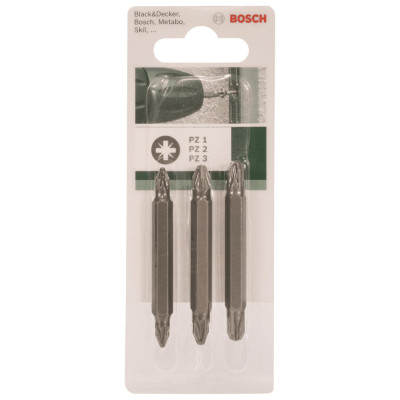 Bosch Біти двосторонні PZ/PZ, 60мм, 3шт