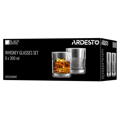 Набір склянок для віскі ARDESTO Draco Rotate 300мл, 6шт, скло, прозорий