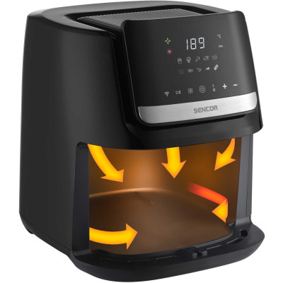 Мультипечь Sencor Vita Fryer, 1600Вт, чаша-6,5л, сенсорное рулев., 10 программ, пластик, нержавеющая сталь-черный