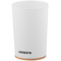Склянка для зубних щіток ARDESTO Minimalism 7.8x11.3см, поліпропілен, бамбук, білий