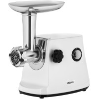 ARDESTO М'ясорубка, 1600Вт, продук.-1.6кг/хв, 3 решітки + для ковб., кеббе, 3 терки, пластик, біло-сріблястий