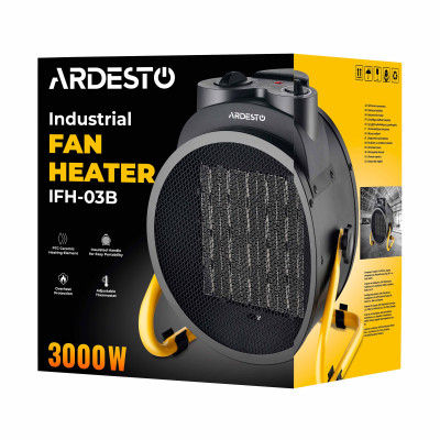 Тепловая пушка ARDESTO, 30м2, 3000Вт, мех. упр-ния, 340 м3г, керам. нагрева. элемент, черный