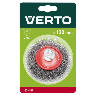 Verto Щітка дискова, рифлений дріт, 100мм, різьблення M14 Verto Щітка дискова, рифлений дріт, 100мм, різьблення M14