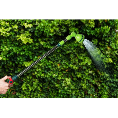 Зрошувач ручний Verto, 1/2"-3/4", штанга 77-113см, 10 функцій, плавне регулювання напору води великим пальцем, тримач двокомпонентний