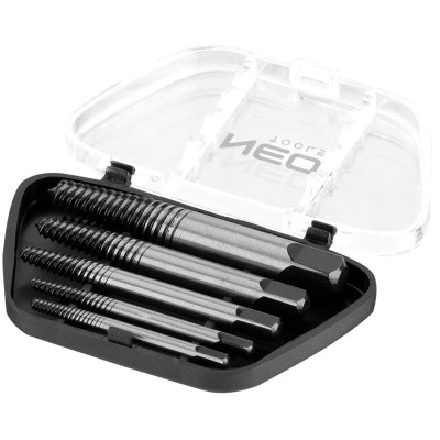 Екстрактори для зламаних гвинтів Neo Tools, для гвинтів М3-18мм, CrMo, футляр, набір 5шт