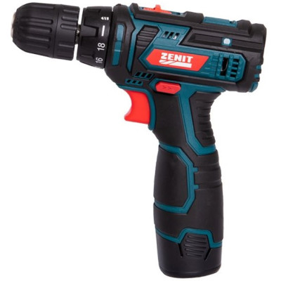 Шурупокрут-дриль акумуляторний Зеніт ЗША-12 Р2 Li 12В 2х1.3А·год 26Нм 400·1400об/хв 1кг