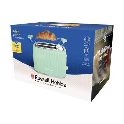 Тостер Russell Hobbs Eden 800Вт, пластик, подогрев, разморозка, фисташковый Тостер Russell Hobbs Eden 800Вт, пластик, подогрев, разморозка, фисташковый