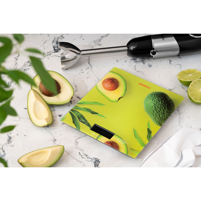 Ваги Ardesto кухонні Avocado, 5кг, AAAx2 в комплекті, скло, багатокольоровий (SCK-893AVOCADO) Ваги Ardesto кухонні Avocado, 5кг, AAAx2 в комплекті, скло, багатокольоровий (SCK-893AVOCADO)