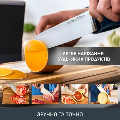 Кухонний ніж шеф-кухаря Tefal EverSharp, 2предмети, 16.5см, нержавіюча сталь, бакеліт, чорний
