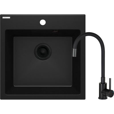Набір для кухні Deante Evora, гранітна мийка ZQJ_N103 + зміш. BOC_X72M, чорний Набір для кухні Deante Evora, гранітна мийка ZQJ_N103 + зміш. BOC_X72M, чорний