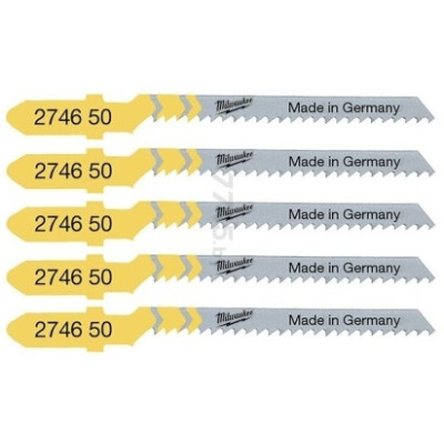 Полотно пиляльне для електролобзика Milwaukee T119BO по дереву, крок зуба 2ммх50мм, 5шт