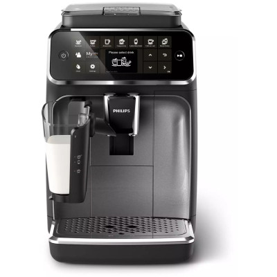 Кофемашина Philips Series 4300 LatteGo, 1.9л, зерно+молотый, автомат.капуч, дисплей, авторецептов -8, черный