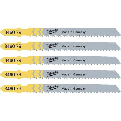 Полотно пиляльне для лобзика Milwaukee T101BR, по дереву, крок зуба 2.5ммх75мм, 5шт