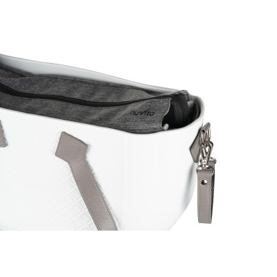 Сумка Nuvita MyMia ручки шкіра, ремені для коляски, біло-сірий