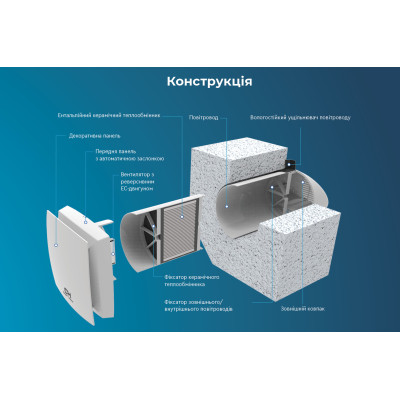 Рекуператор Cooper&Hunter Easy Vent 70м3/г 0.4м Wi-Fi білий Рекуператор Cooper&Hunter Easy Vent 70м3/г 0.4м Wi-Fi білий