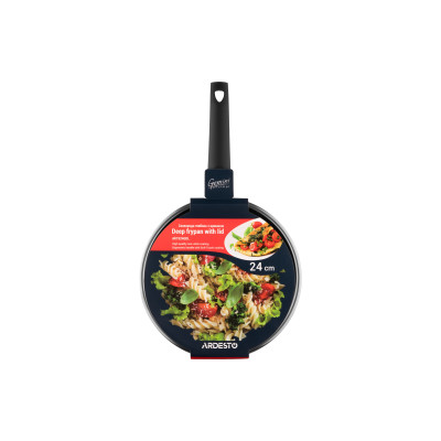 ARDESTO Сковорода Gemini Gourmet Viareggio с крышкой 24 см, черный, алюминий AR1924GDL ARDESTO Сковорода Gemini Gourmet Viareggio с крышкой 24 см, черный, алюминий AR1924GDL
