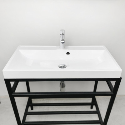 Раковина, умивальник Adamant STRENG NEW, штучний камінь, прямокут., з отвором для змішувача, з отвором для переливу, 990x410x123мм, накладний, білий Раковина, умивальник Adamant STRENG NEW, штучний камінь, прямокут., з отвором для змішувача, з отвором для переливу, 990x410x123мм, накладний, білий