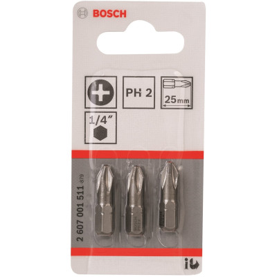 Bosch Біти Extra-Hart PH2, 25мм, 3шт Bosch Біти Extra-Hart PH2, 25мм, 3шт