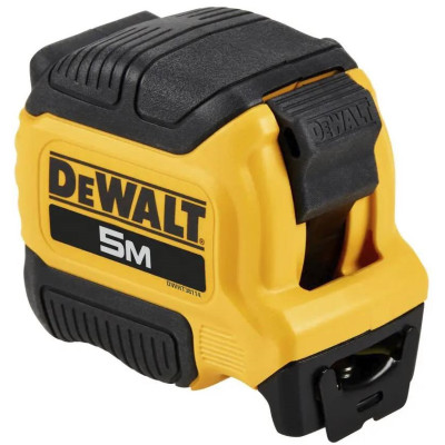Рулетка DeWALT COMPACT, 5мх28мм, з фіксатором змотування, АБС-пластик, магніт Рулетка DeWALT COMPACT, 5мх28мм, з фіксатором змотування, АБС-пластик, магніт