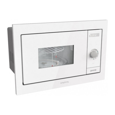 Мікрохвильова піч Gorenje вбудовувана Simplicity, 23л, міх. управл., 900Вт, гриль, дисплей, білий