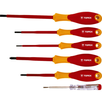 Викрутки TOPEX діелектричні, тестер напруги, SL,PH, сталь CrMo набір 6шт
