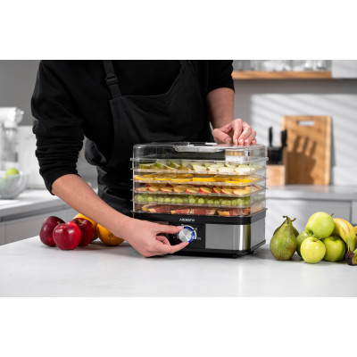 ARDESTO Сушарка для продуктів 550Вт, піддонів - 5x3см, макс - 70°С, пластик, чорний+нерж